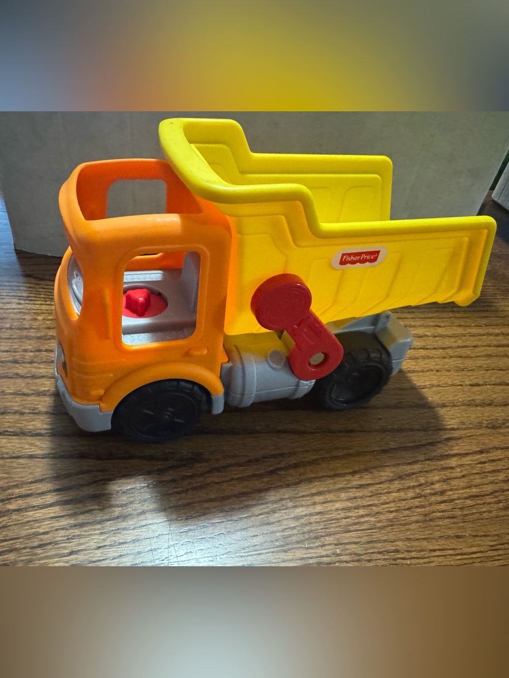 Fisher-Price little people Bright Yellow and Orange Dump Truck with Red Lever
